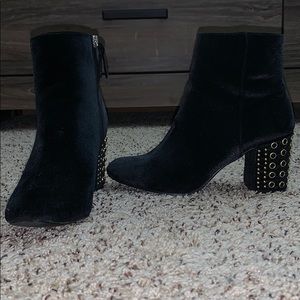 Black Booties With Studded Heels